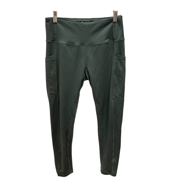 ZELLA Cropped Legging With Side Pockets SZ M Dark Green - Picture 1 of 4